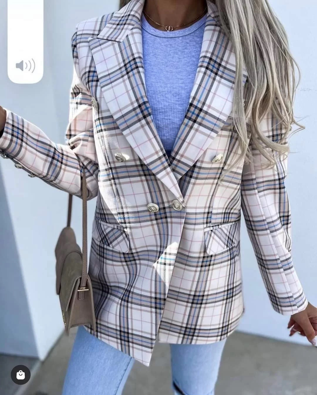 Damen Karierter Blazer Sovae