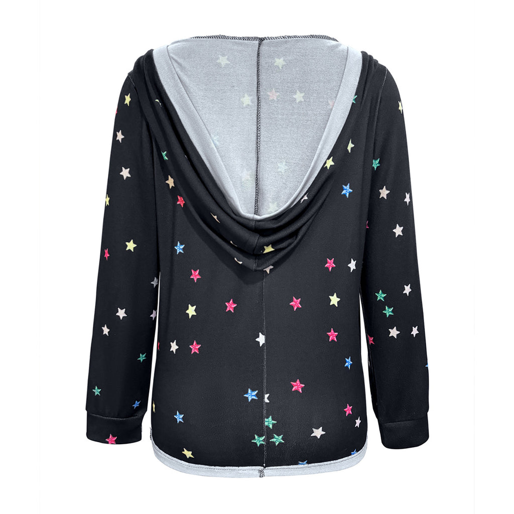 Damen Kapuzensweater mit farbenfrohem Sternemuster Sovae