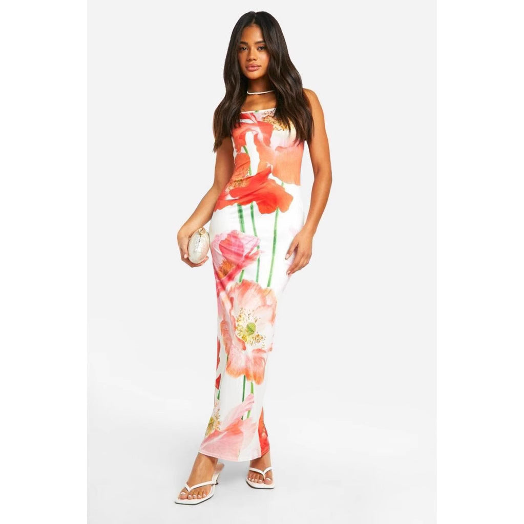Damen A-Linie Blumen Maxikleid Sovae