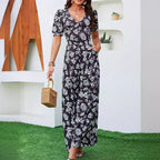 Damen Eleganter Langarm-Jumpsuit mit floralem Muster Sovae