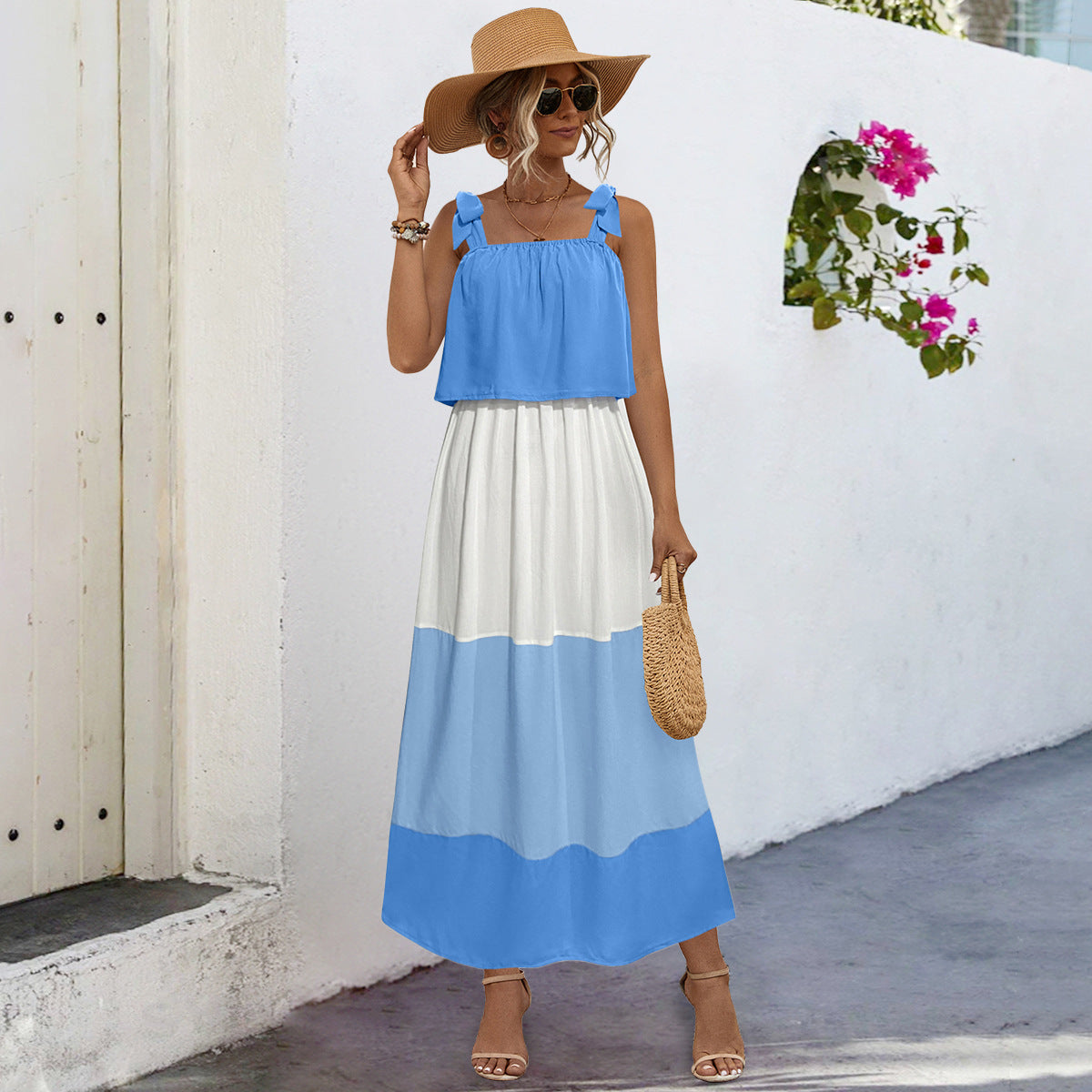 Damen Sommerliches Maxikleid mit verspieltem Bandeau-Oberteil und fließendem Rock Sovae