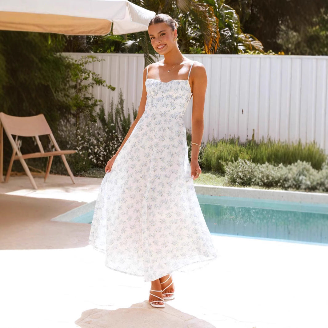 Damen Elegantes Maxikleid mit feinem Blumenmuster Sovae