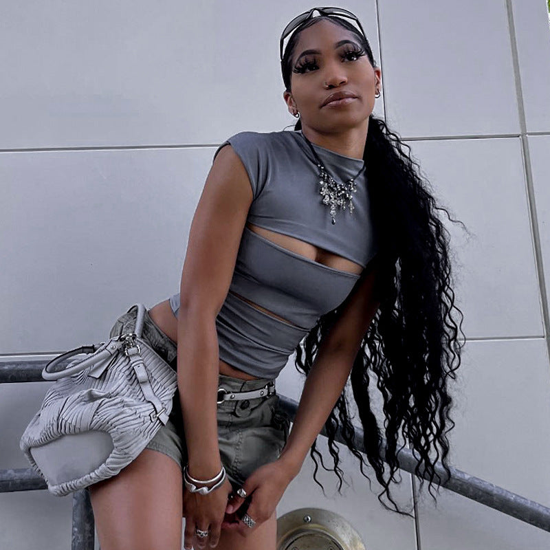 Damen modisches Oberteil mit raffiniertem Cut-Out Design Sovae