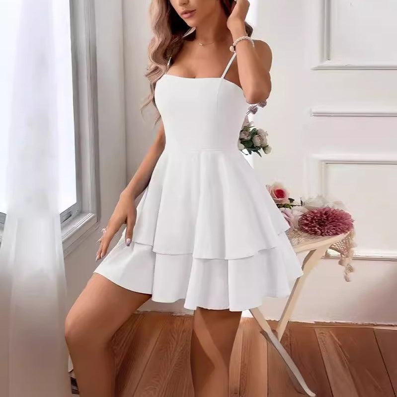 Damen Mini-Feincord-Kleid mit asymmetrischem Saum Sovae
