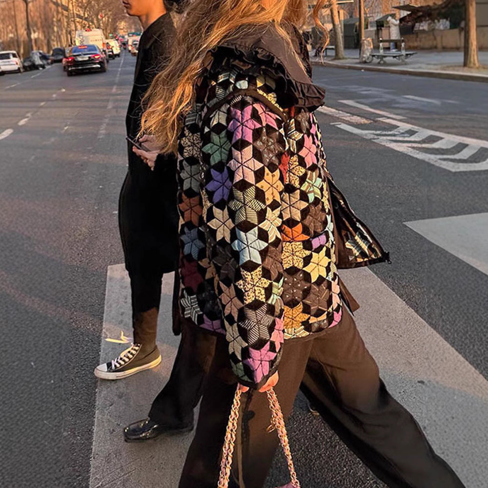 Damen gesteppte Freizeitjacke mit kreativen Hexagon-Design Sovae