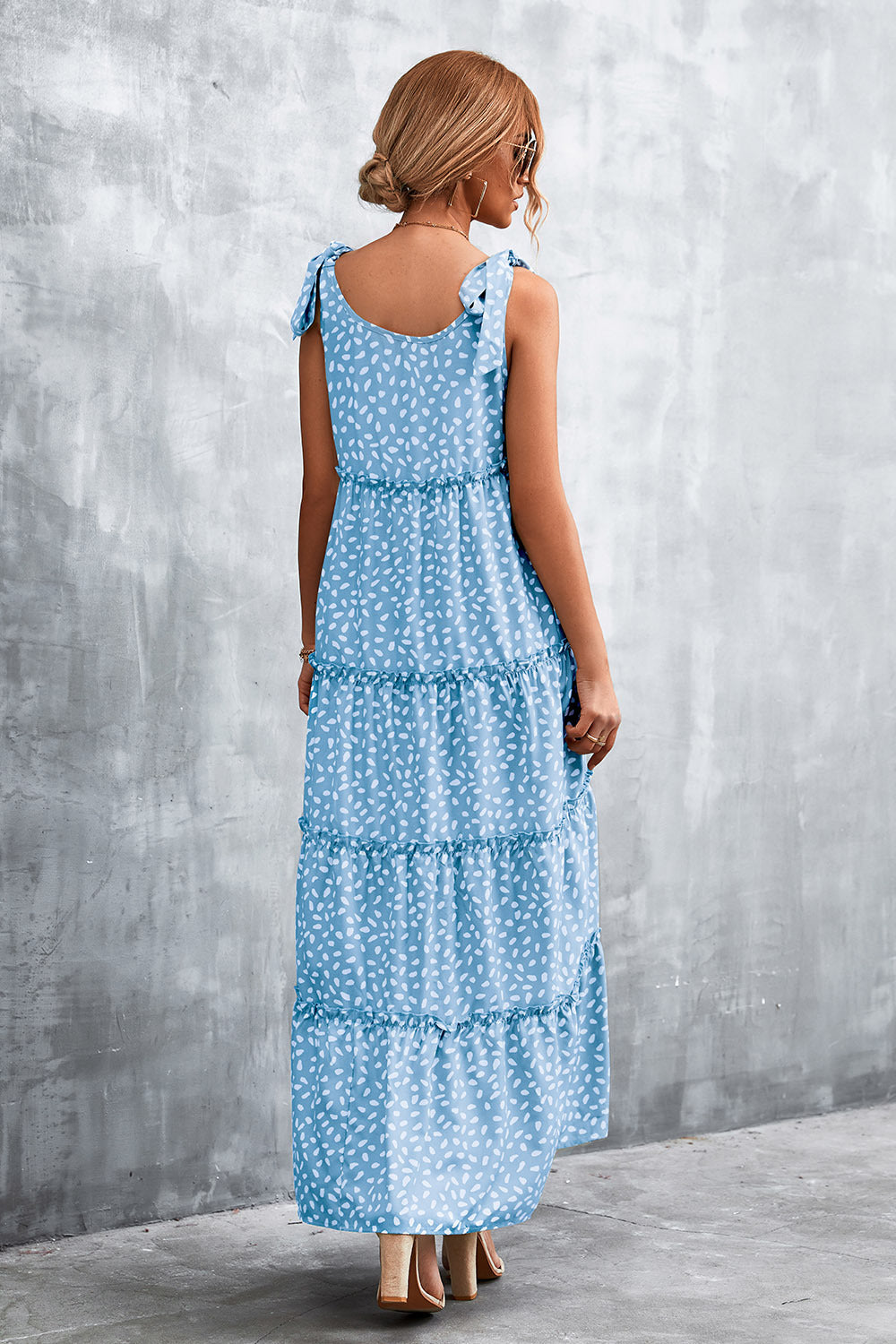 Damen Maxikleid mit verspieltem Volant und zartem Muster Sovae