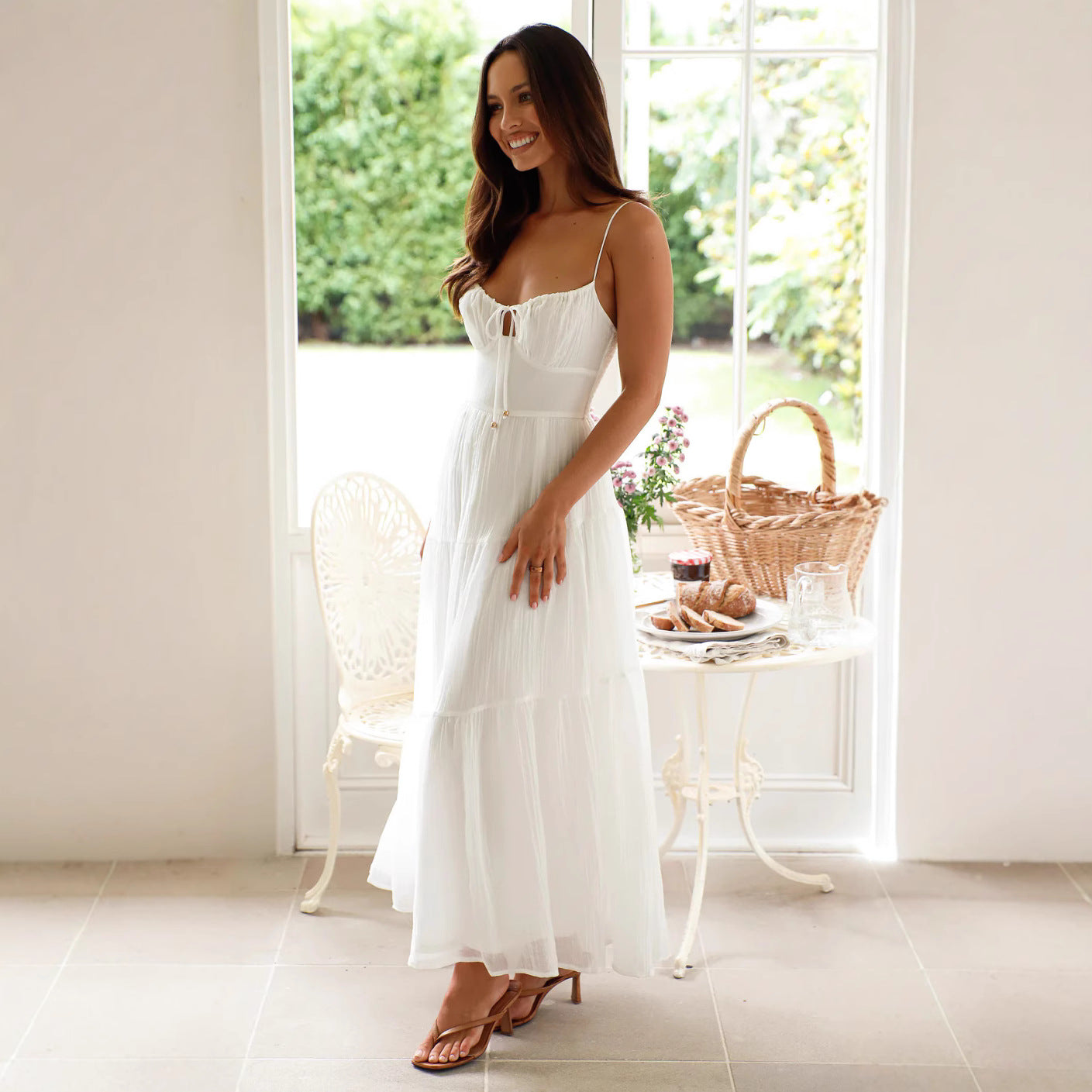 Damen Elegantes Maxikleid mit atmungsaktivem Stoff und verstellbaren Trägern Sovae