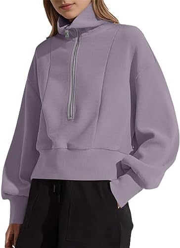 Damen sportlicher Zip-Pullover mit hohem Kragen Sovae