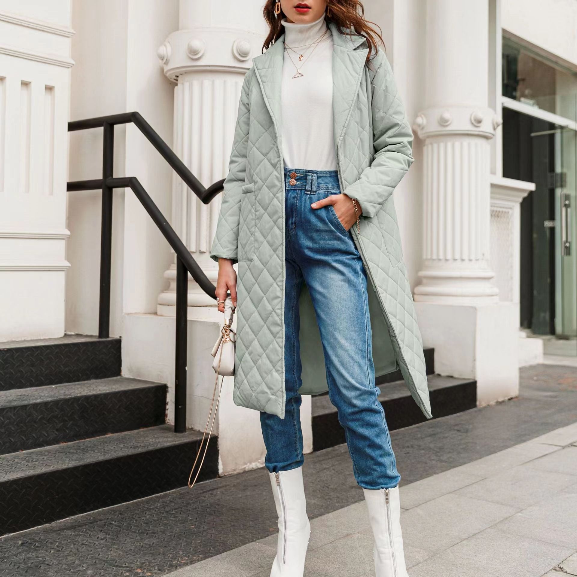 Damen Langer Steppmantel Sovae