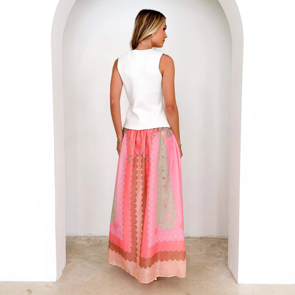Damen Maxi-Rock mit buntem Grafikdesign Sovae