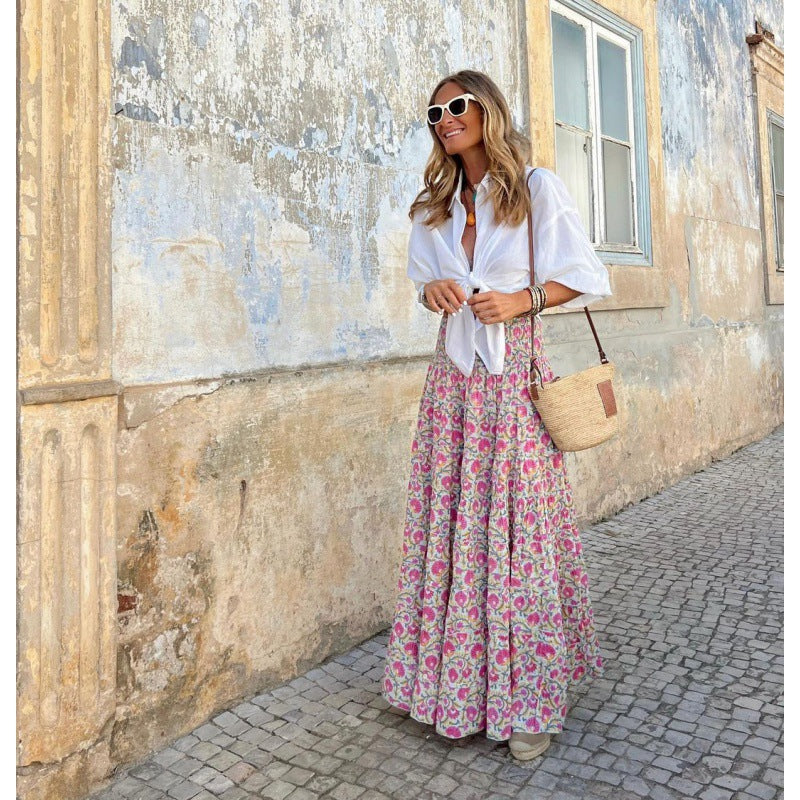 Damen Maxi-Rock mit floralem Muster Sovae
