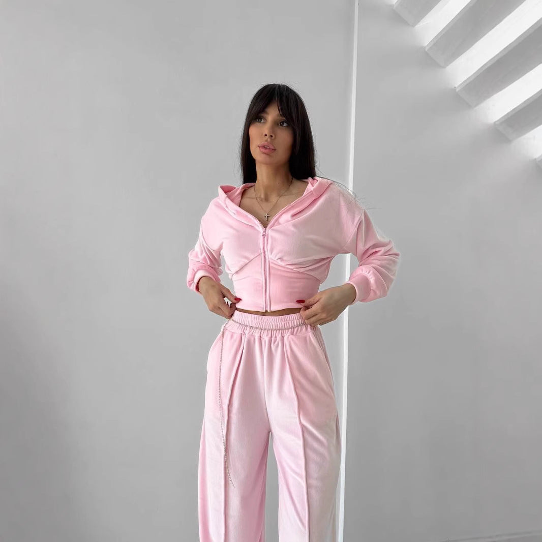 Damen Sportliches Loungewear-Set mit Kapuze und elastischem Bund Sovae