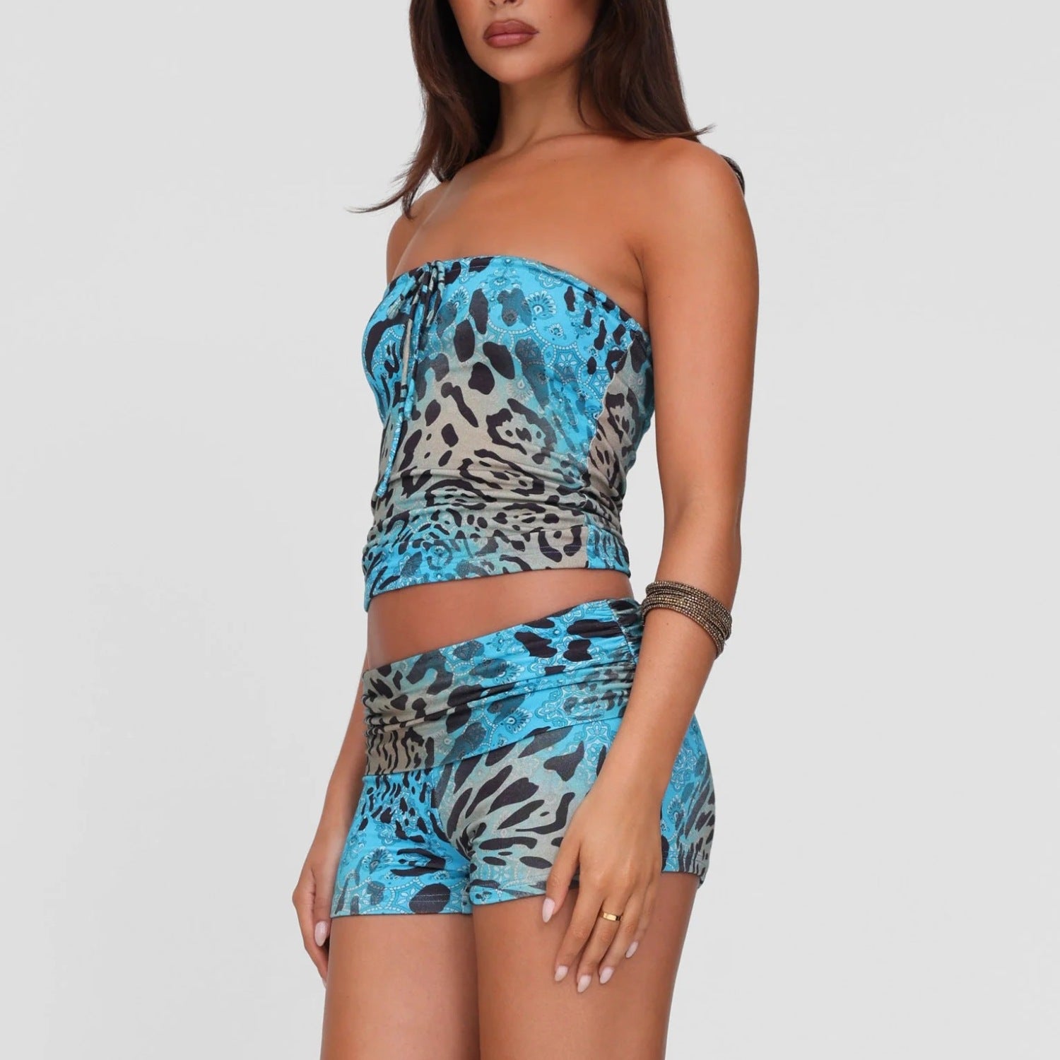 Damen Bandeau-Minikleid mit Faltendesign und Raffung Sovae
