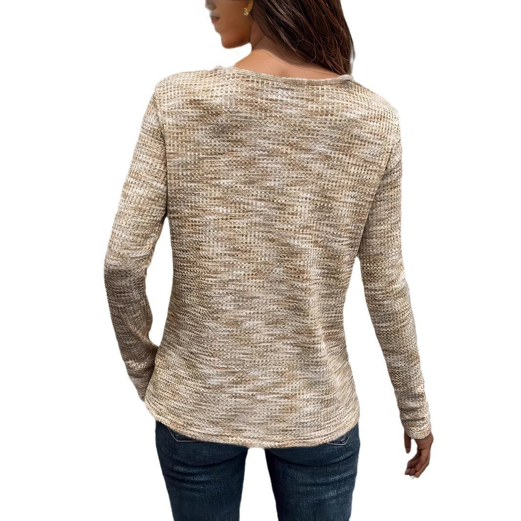 Damen Langarmshirt mit Knopfleiste und strukturierter Oberfläche Sovae