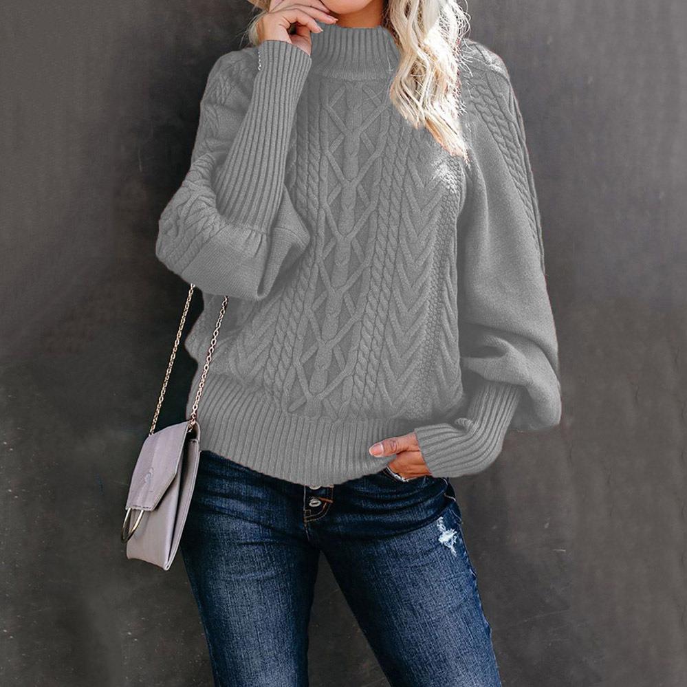 Damen Strickpullover mit hochgeschlossenem Kragen und strukturiertem Design Sovae