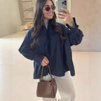 Damen lässige Bluse mit eleganten Rüschendetails und hohem Kragen Sovae