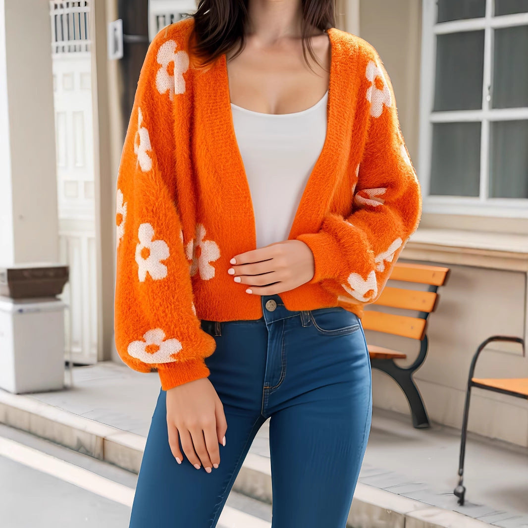 Damen modischer Cardigan mit floralem Design Sovae