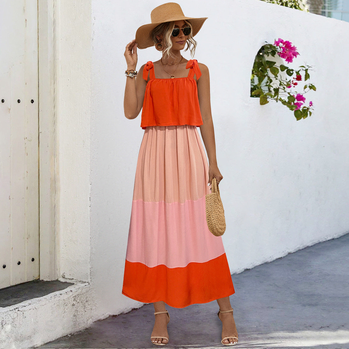 Damen Sommerliches Maxikleid mit verspieltem Bandeau-Oberteil und fließendem Rock Sovae
