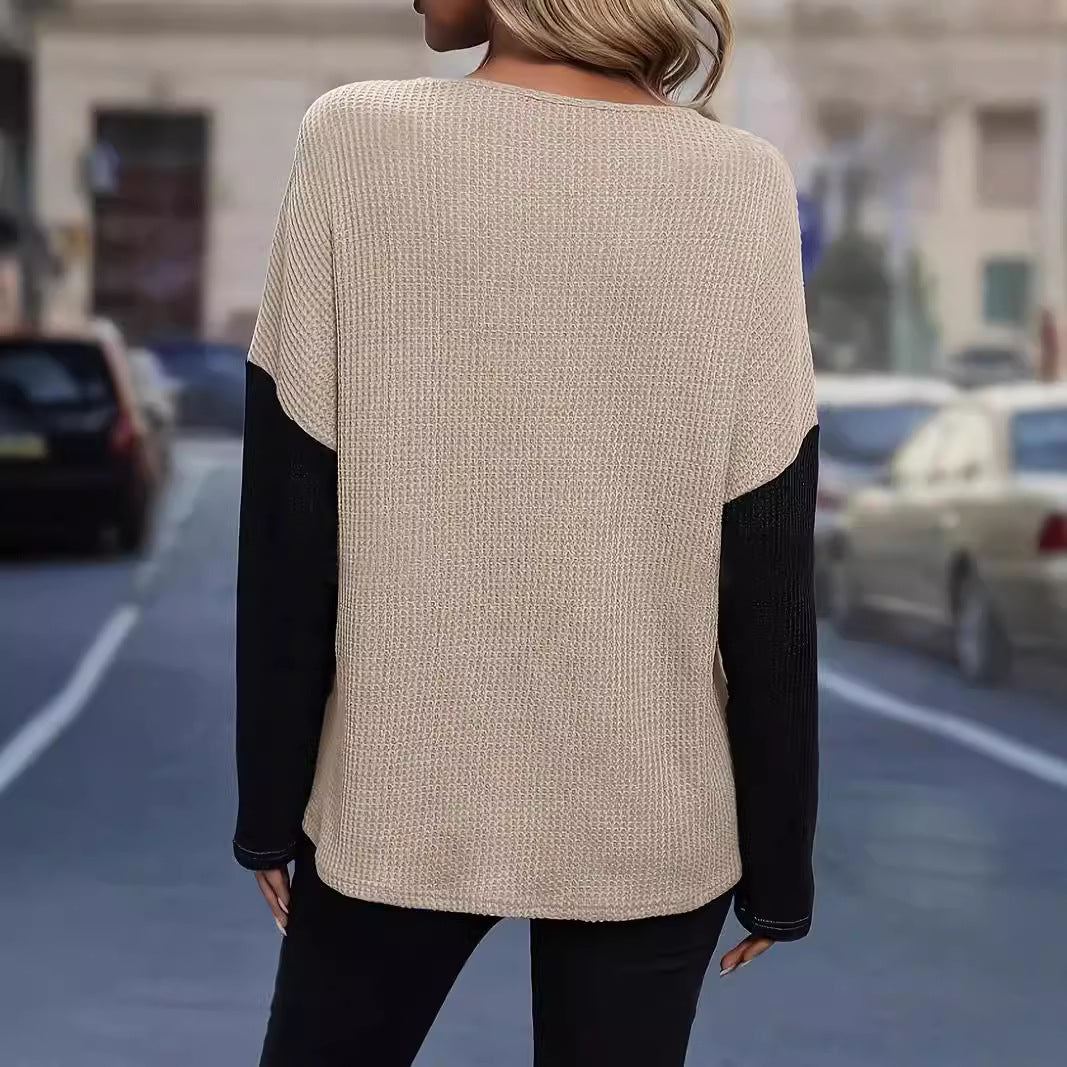 Damen Elegantes Strickoberteil mit gehäkeltem Spitzenkragen Sovae