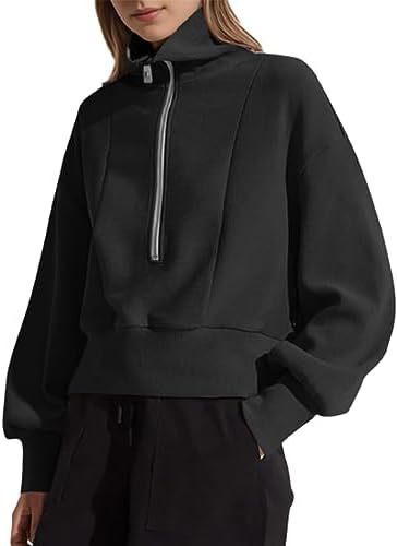 Damen sportlicher Zip-Pullover mit hohem Kragen Sovae
