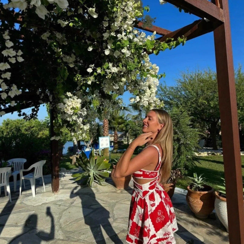 Damen Sommerliches Maxikleid mit fruchtigem Druck und Rüschen-Details Sovae