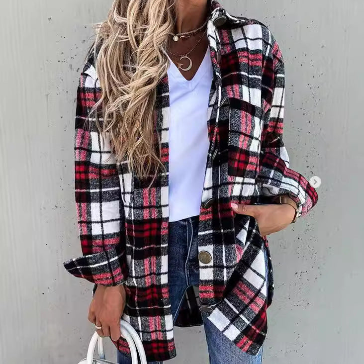 Damen Karierte Overshirt Sovae
