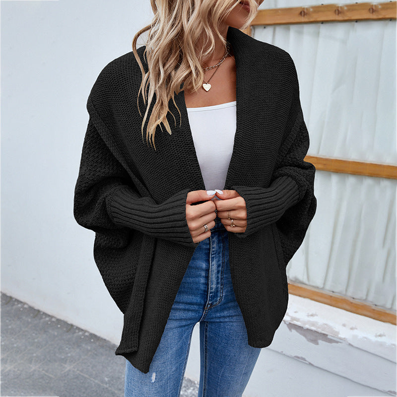 Damen Strickjacke mit offenem Schnitt und voluminösen Ärmeln Sovae