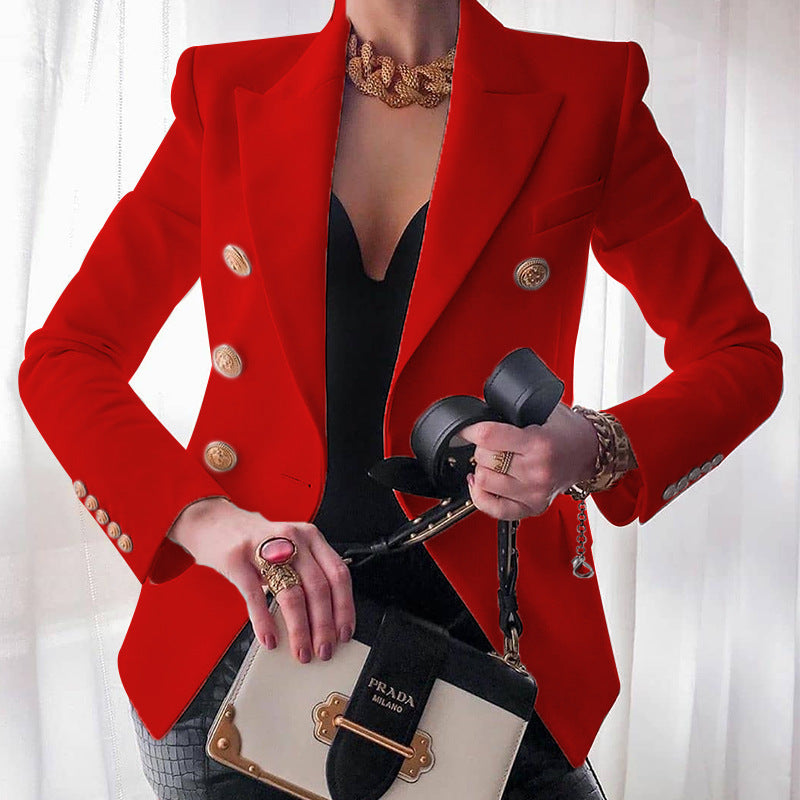 Damen Eleganter Blazer mit doppelter Knopfleiste und tailliertem Schnitt Sovae