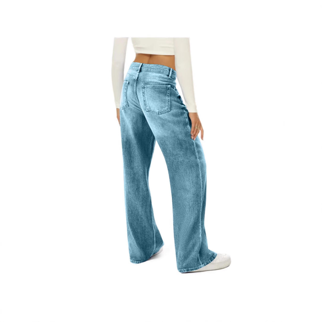 Damen Weit geschnittene High-Waist Jeans Sovae