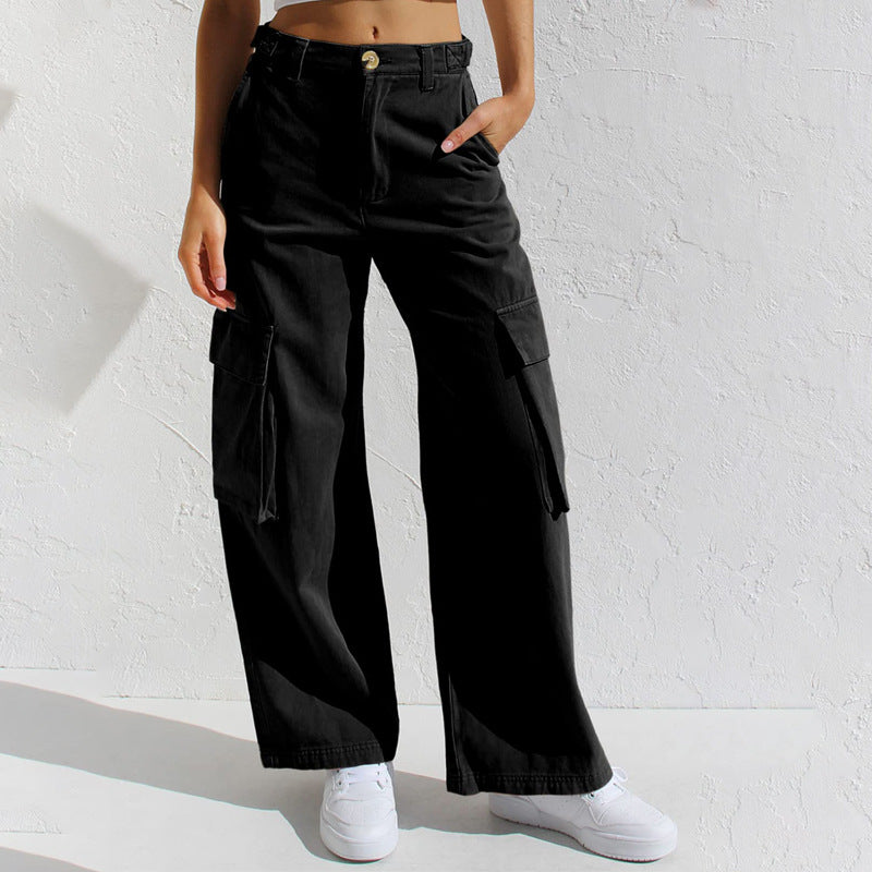 Damen Weit geschnittene Cargo-Hosen mit praktischen Taschen Sovae