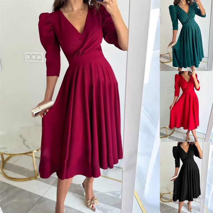Damen Elegantes Midi Kleid Sovae