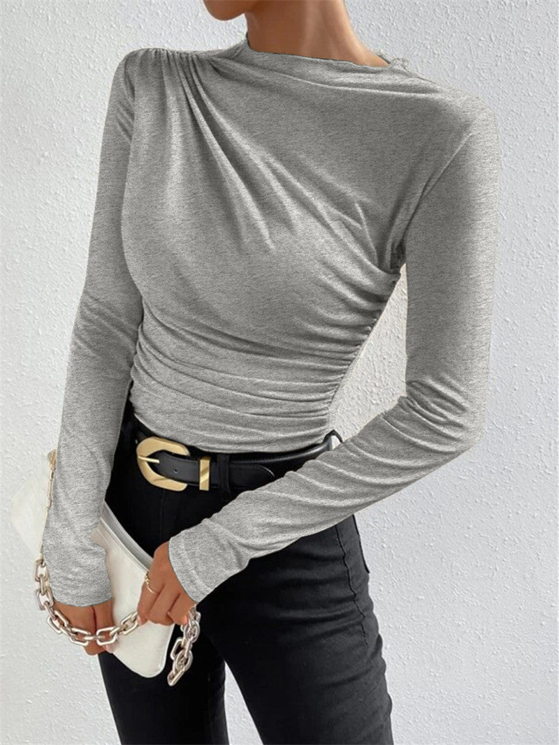 Damen Elegantes Longsleeve Shirt mit Raffungen Sovae