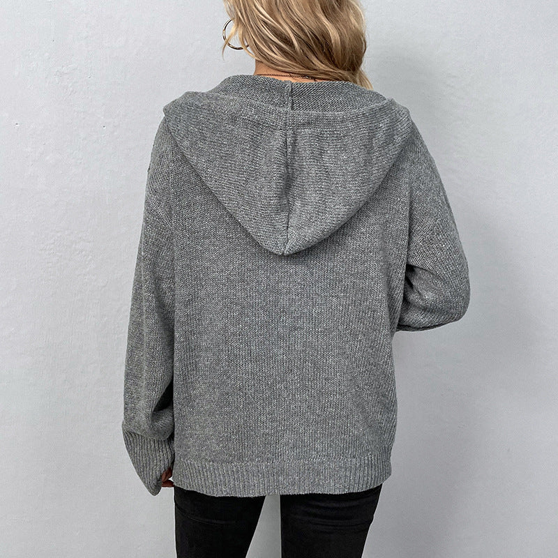 Damen modische Strickjacke mit übergroßem Schnitt und praktischen Taschen Sovae