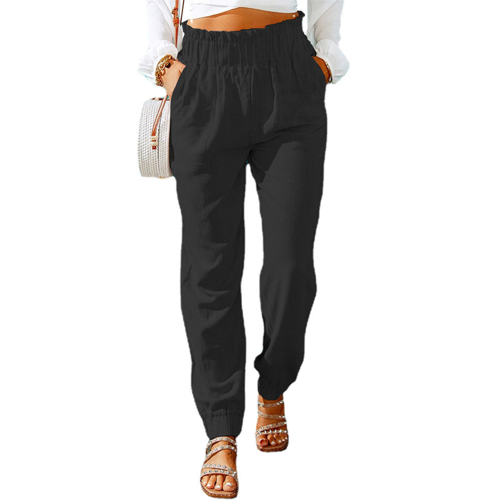 Damen Bequeme und elegante Sommerhose mit elastischem Bund und praktischen Taschen Sovae