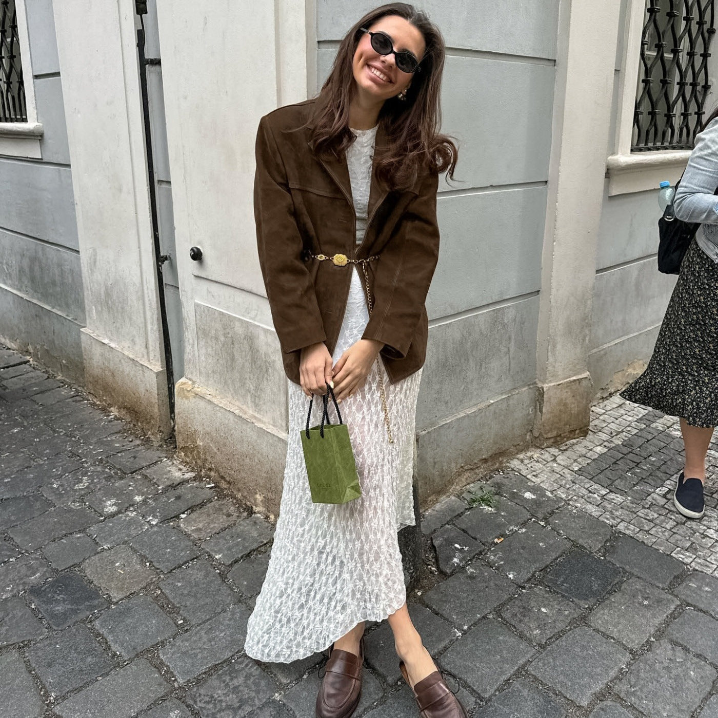 Damen elegante Wildlederjacke im modischen Oversized-Stil Sovae