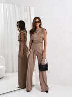 Damen Eleganter Jumpsuit mit asymmetrischem Design Sovae