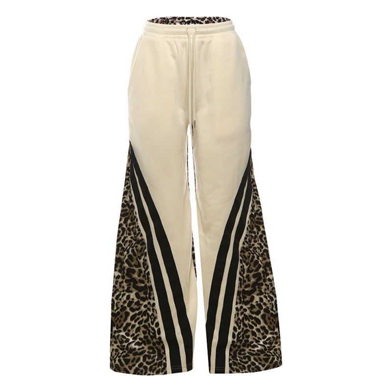 Damen Freizeithose mit Leopardenmuster und seitlichen Streifen Sovae