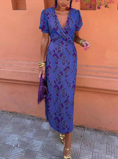 Damen Midikleid mit floralen Applikationen Sovae