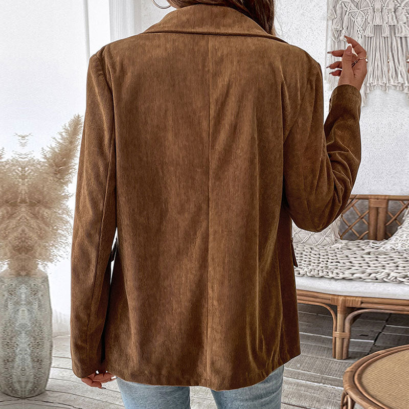Damen Blazerjacke im angesagten Kord-Stil mit zwei Knöpfen Sovae