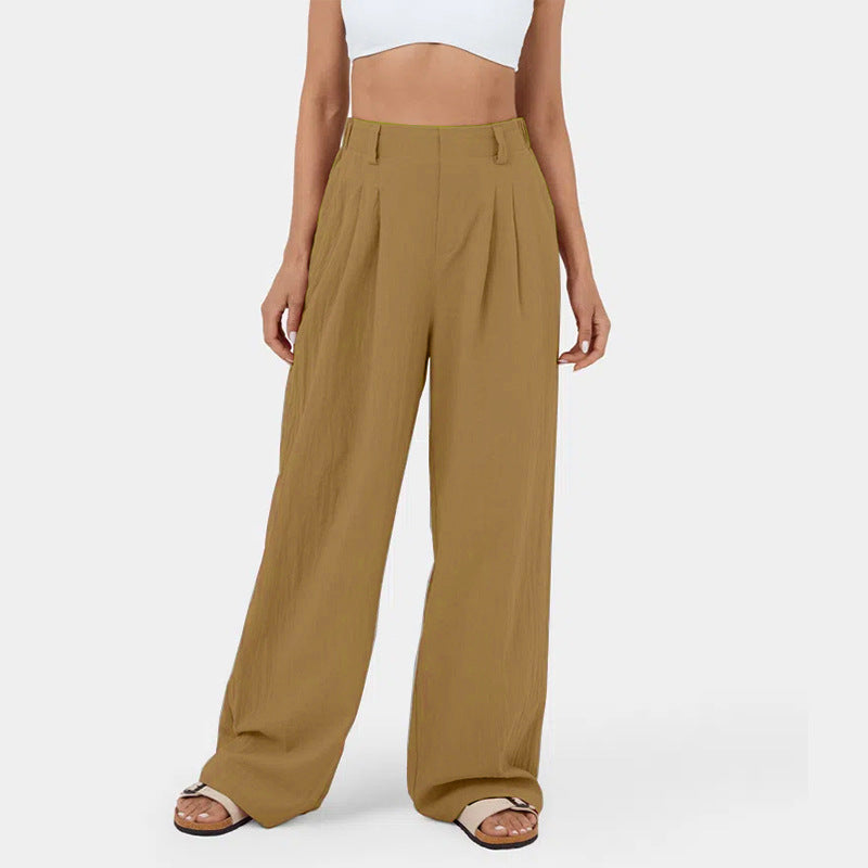 Damen Weite Hosen mit hohem Bund und eleganten Falten Sovae