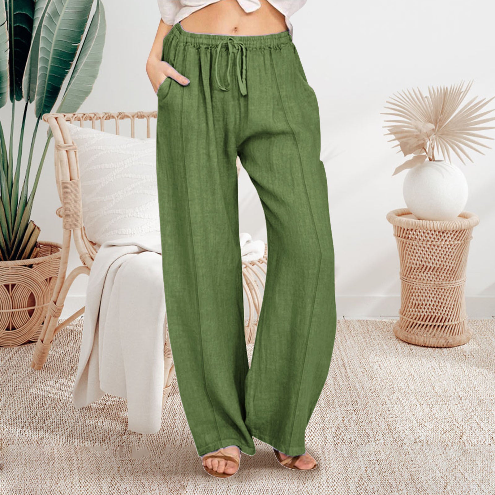 Damen Luftige Leinen-Hose Sovae