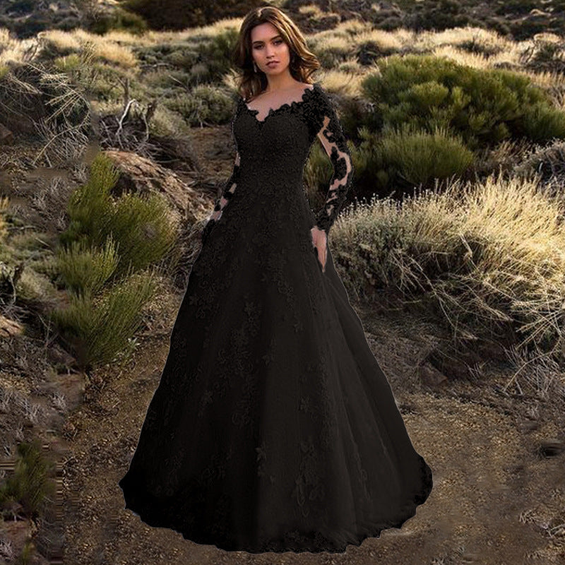 Damen Elegantes Hochzeitskleid mit romantischen Spitzelementen Sovae