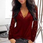 Damen Elegantes Oberteil mit Spitzenärmeln Sovae