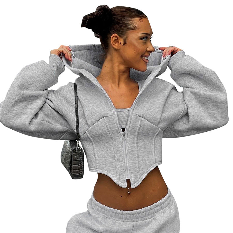 Damen cropped Kapuzenjacke Sovae