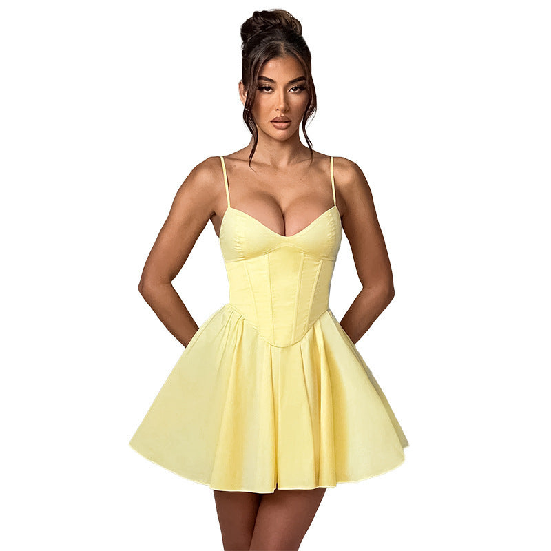 Damen strukturiertes Fit-and-Flare Mini-Kleid Sovae