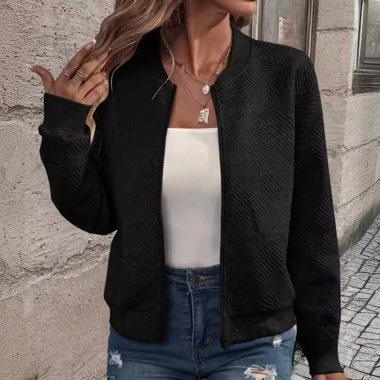 Damen lässige Zip-Jacke mit strukturiertem Design Sovae