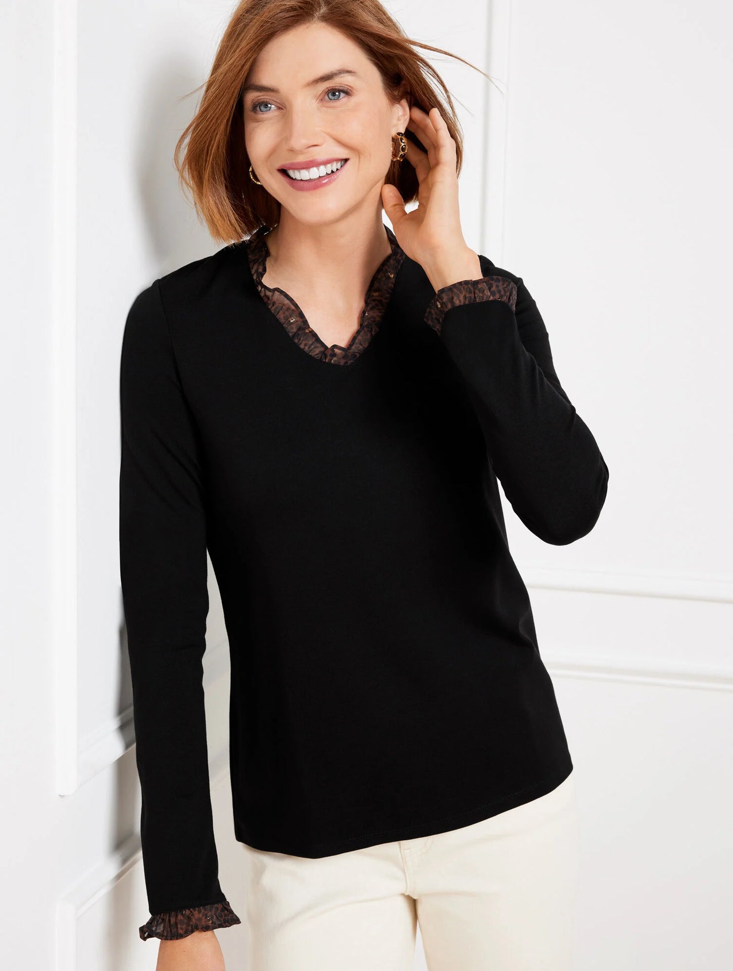 Damen Langarmshirt mit Spitzendetails Sovae