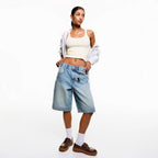 Damen High-Waist Denim-Bermudas mit lässigem Schnitt Sovae