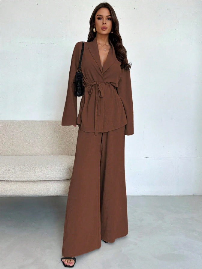 Damen Eleganter Oversized Jumpsuit mit Taillengürtel und breitem Bein Sovae