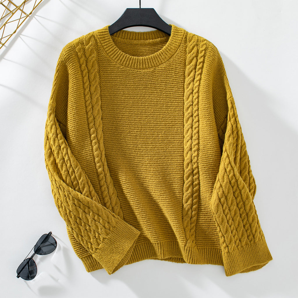 Damen Strickpullover mit strukturiertem Zopfmuster Sovae